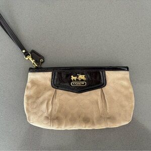 Coach Beige and Dark Brown Wristlet